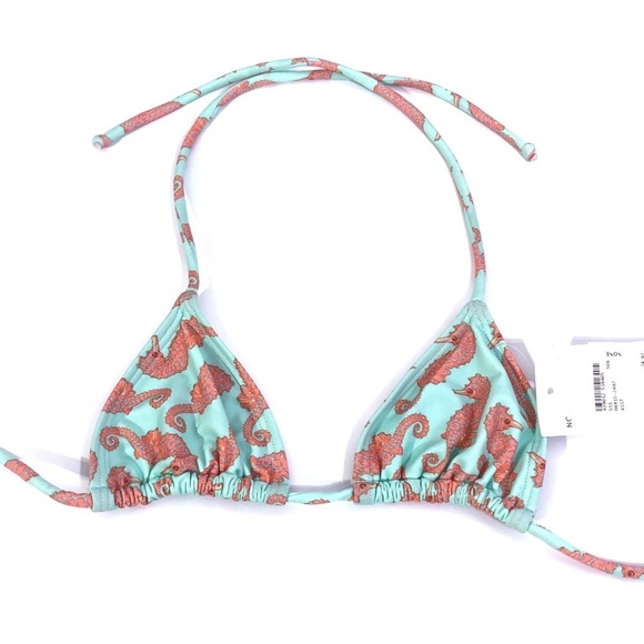 Girls Blue Orange Seahorse Swim Bikini Top - Picture 1 of 8